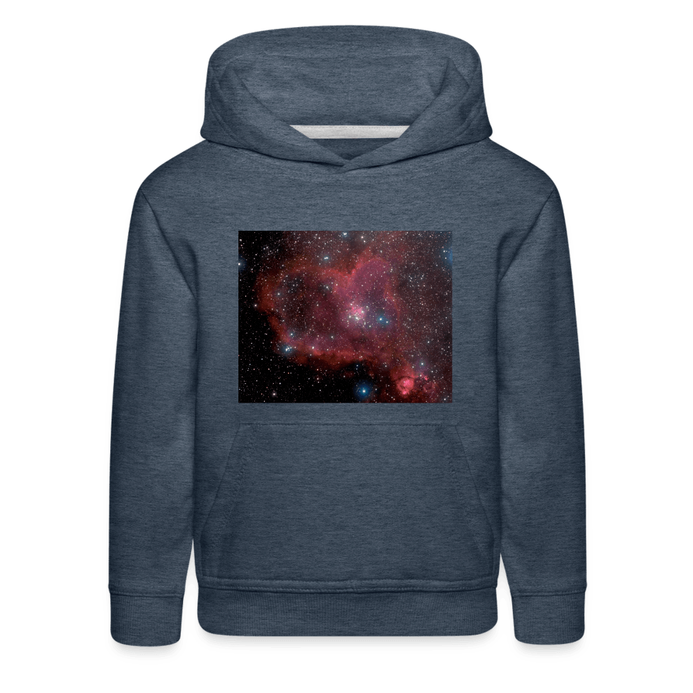 Kids Heart Nebula Hoodie - heather denim